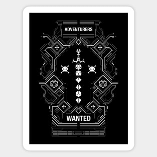 Adventurers Wanted Minimalist Polyhedral Dice Sword Magnet